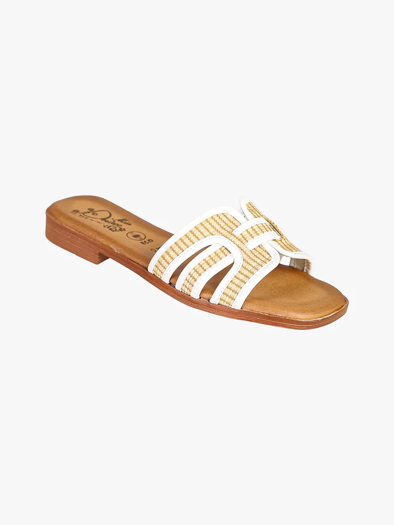 Ciabatte da donna con fascia in corda - bianco