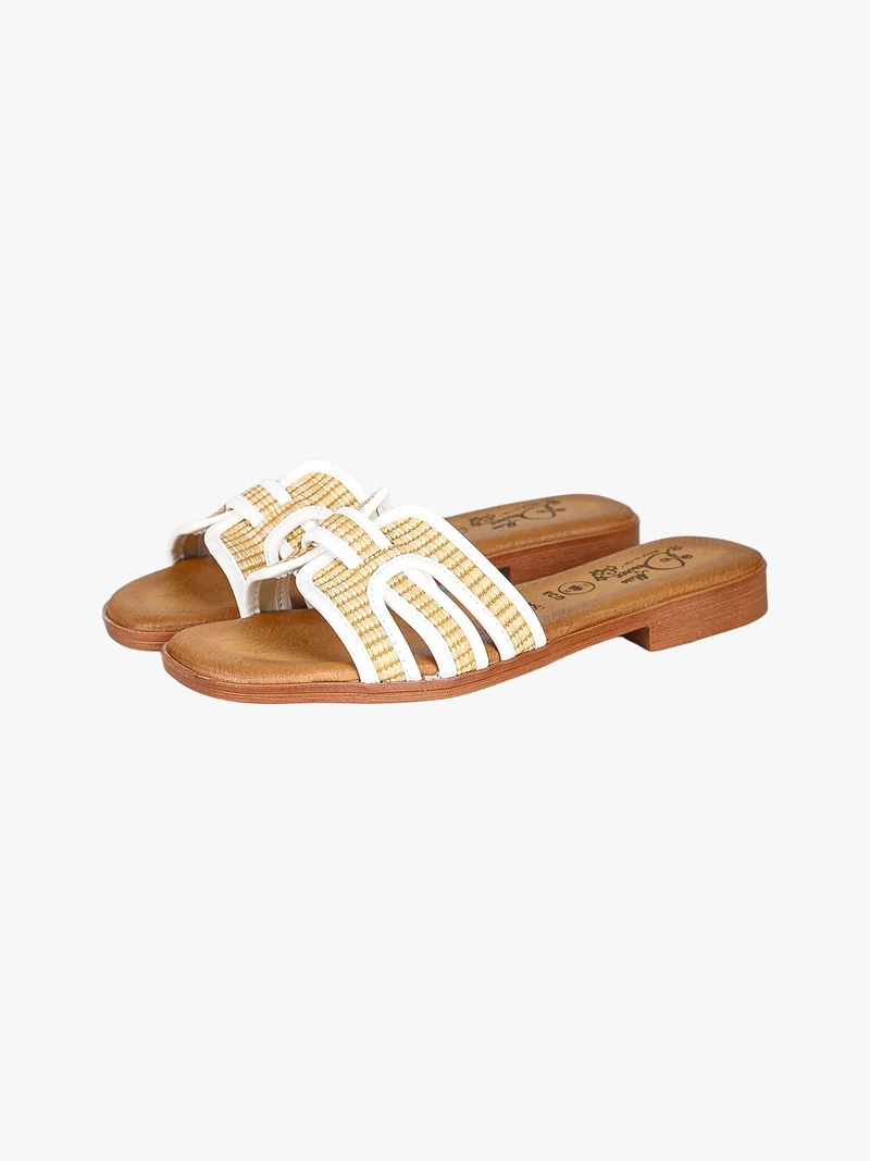 Ciabatte da donna con fascia in corda - bianco