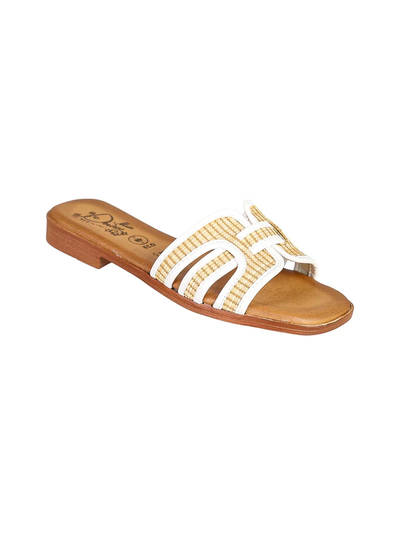 Ciabatte da donna con fascia in corda - bianco