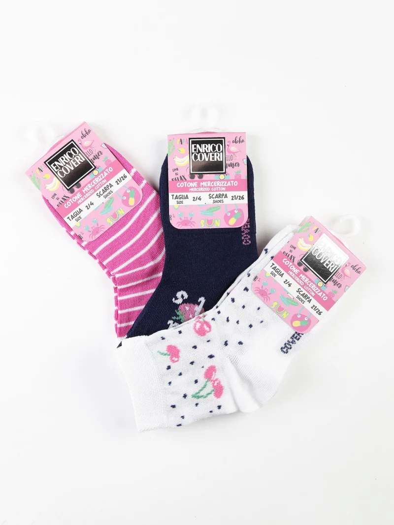 Calza corta da bambina. Confezione da 3 paia - blu scuro