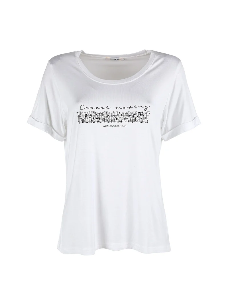 T-shirt da donna con strass - bianco