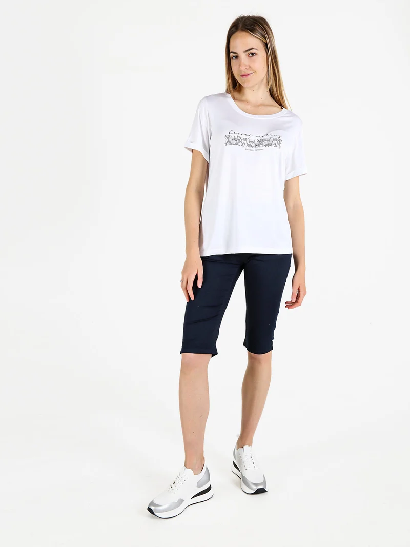 T-shirt da donna con strass - bianco