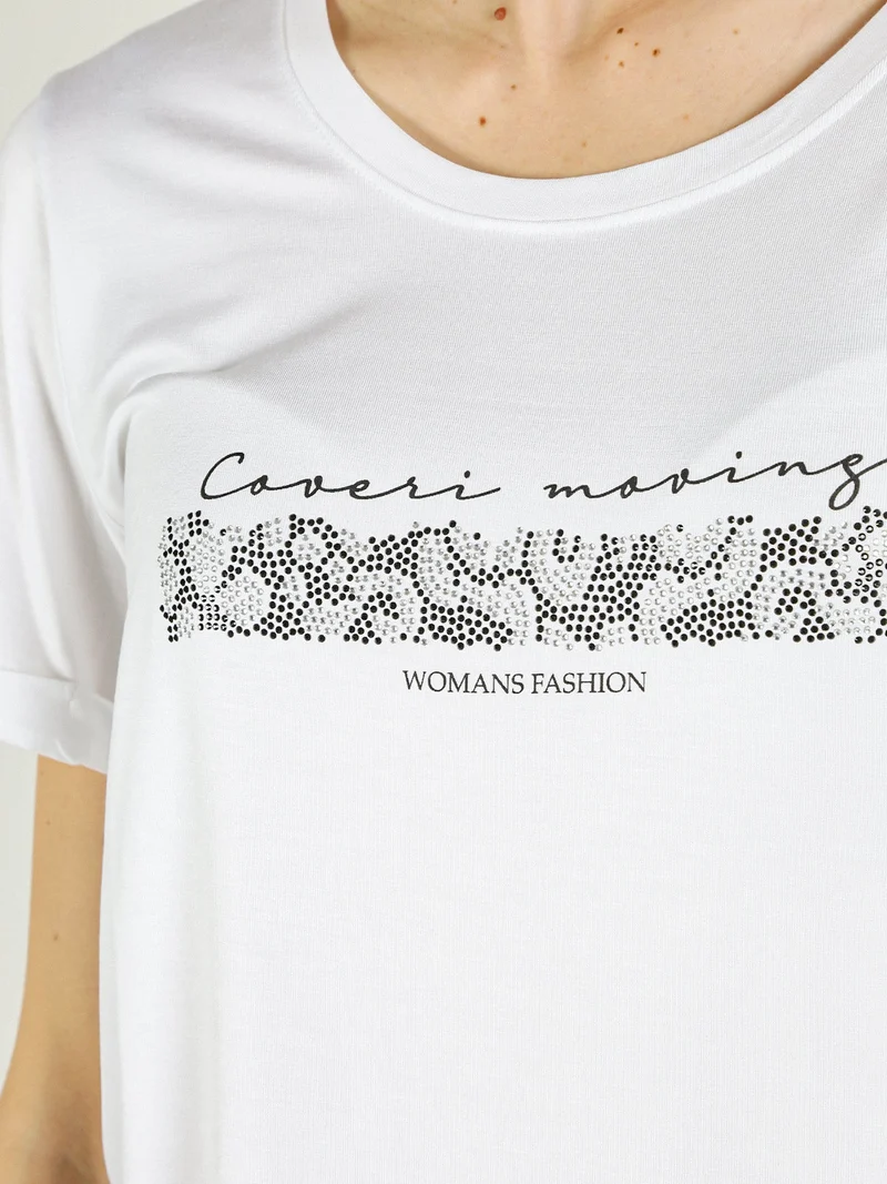 T-shirt da donna con strass - bianco