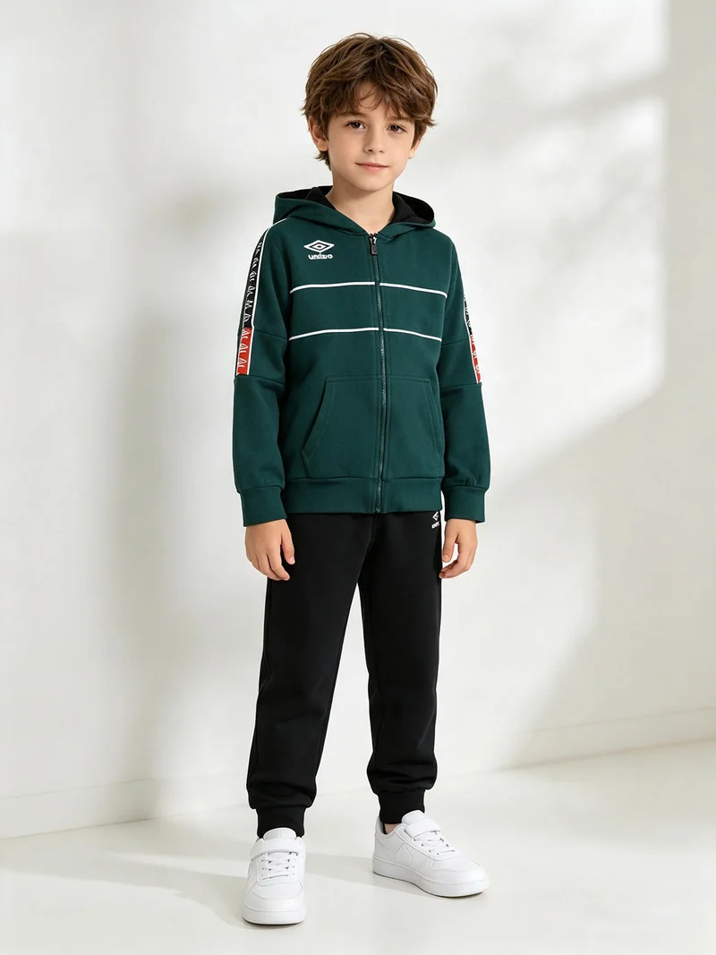 Completo tuta 2 pezzi da bambino con cappuccio e zip - verde
