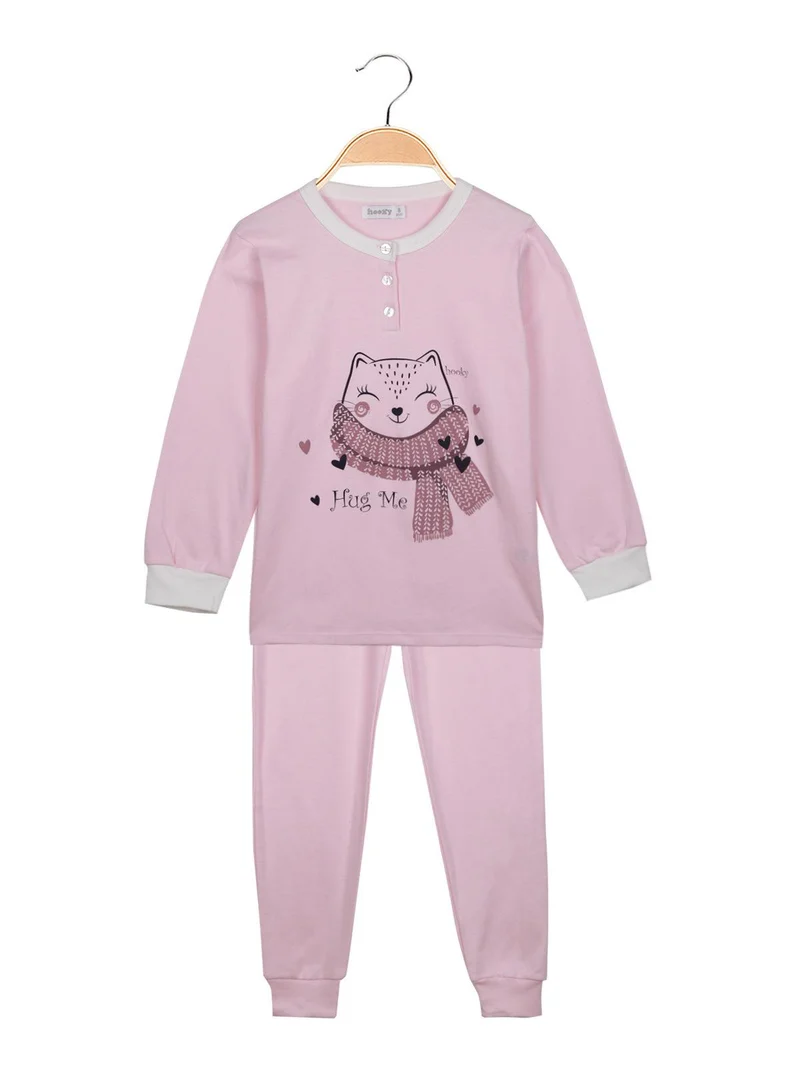 Pigiama lungo bambina con bottoni - rosa