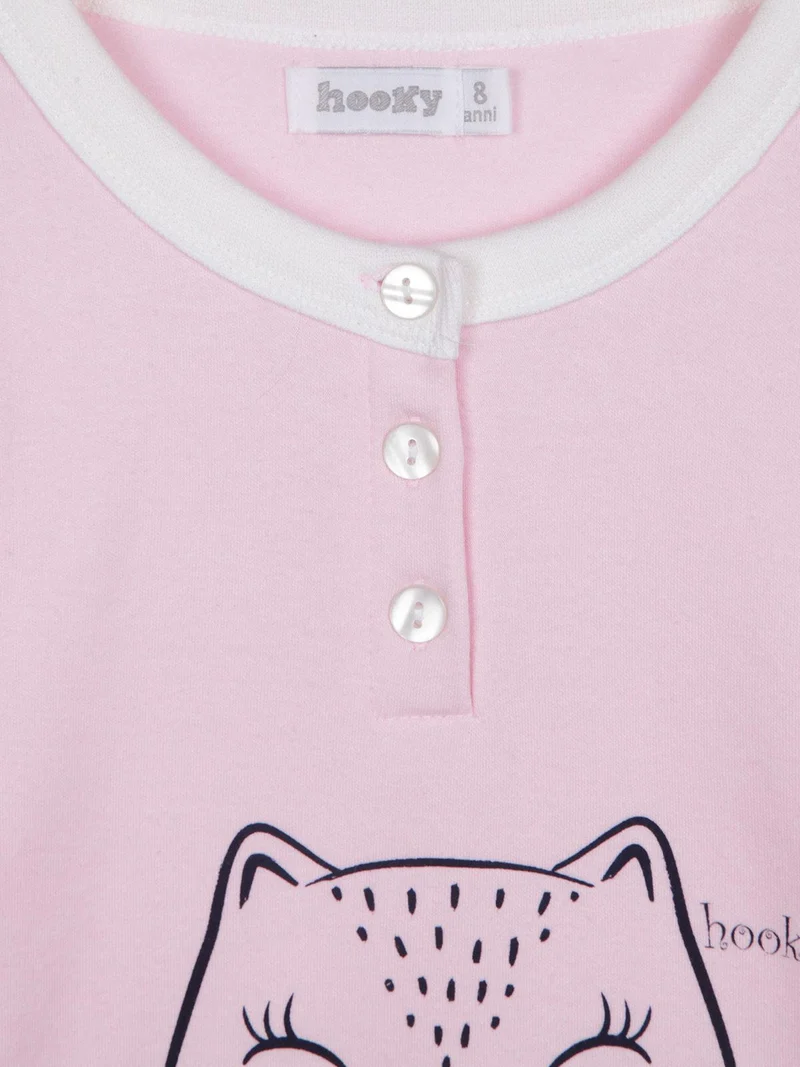 Pigiama lungo bambina con bottoni - rosa