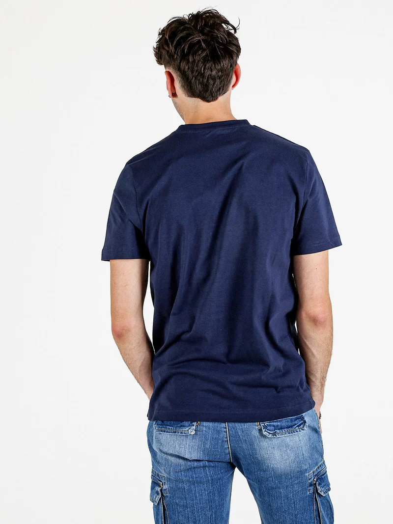 T-shirt uomo in cotone con logo - blu scuro