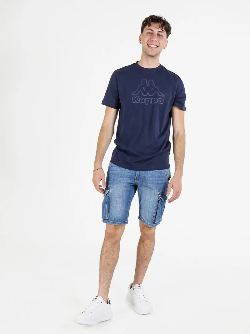 T-shirt uomo in cotone con logo - blu scuro