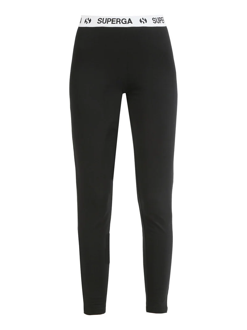 Leggings donna sportivi con fascia stampata - nero