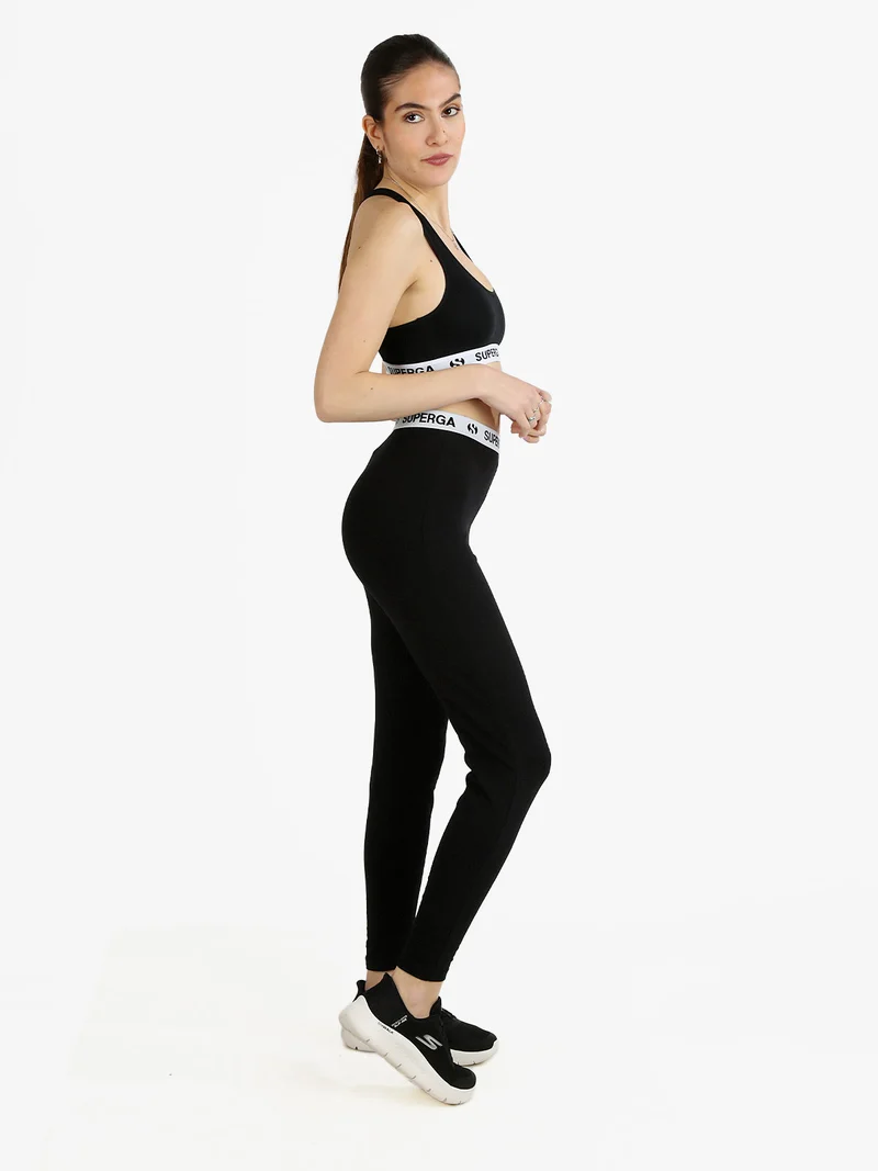 Leggings donna sportivi con fascia stampata - nero