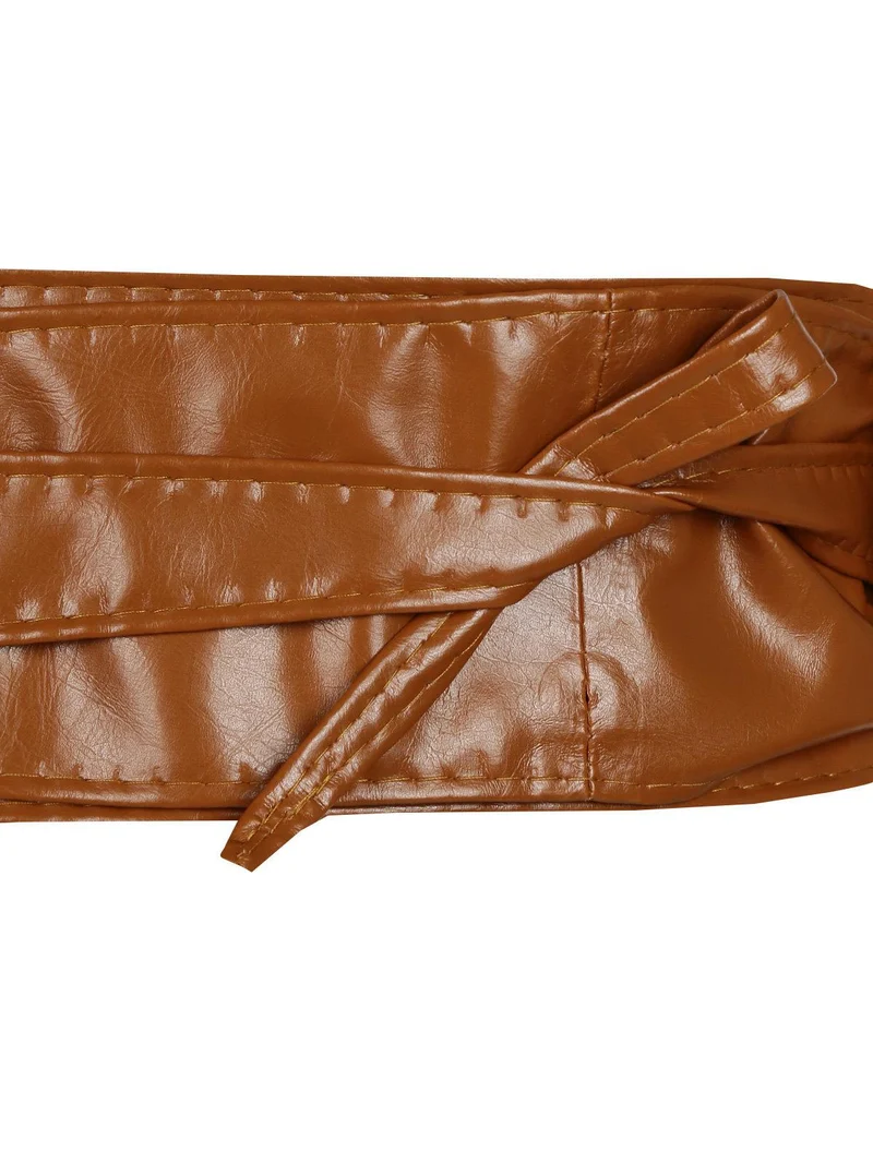 Cintura a fascia vita alta - cammello