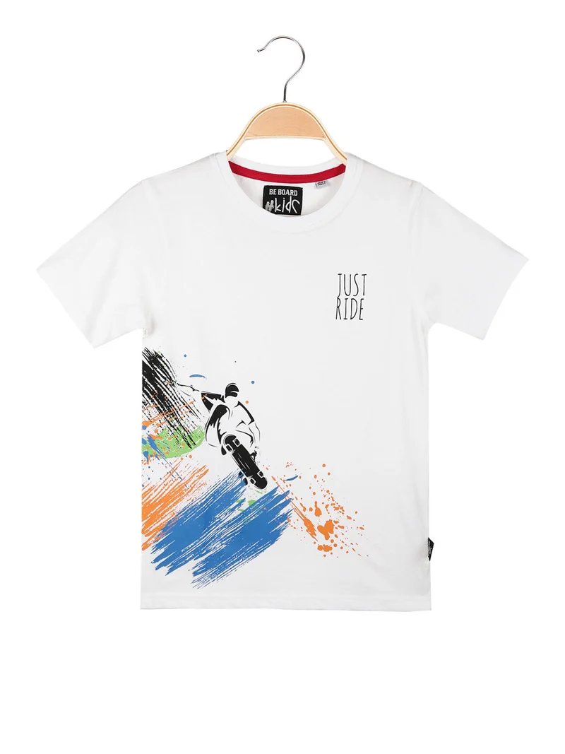 T-shirt manica corta da bambino con stampa - bianco
