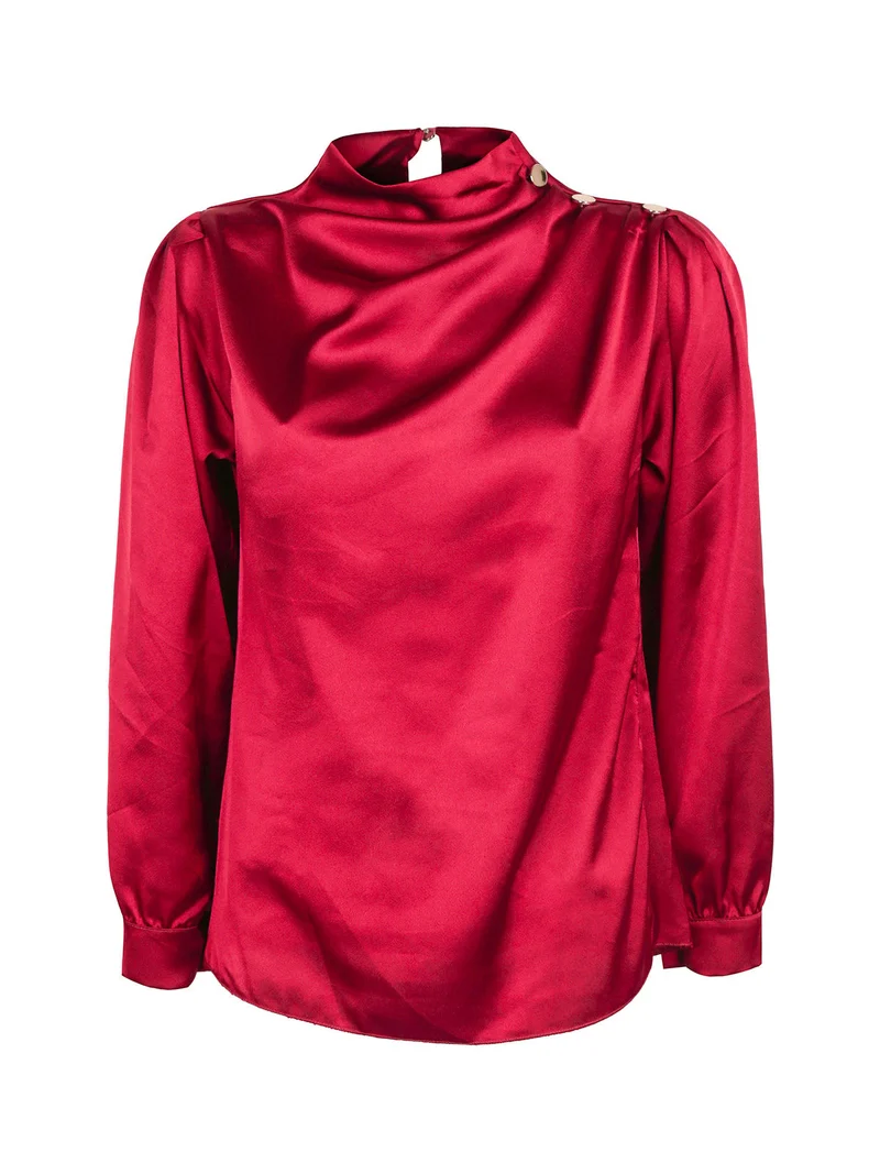 Blusa in simil seta da donna - rosso
