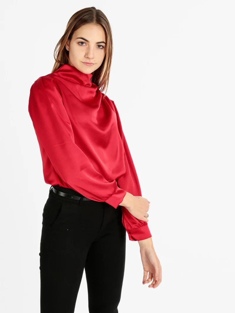 Blusa in simil seta da donna - rosso