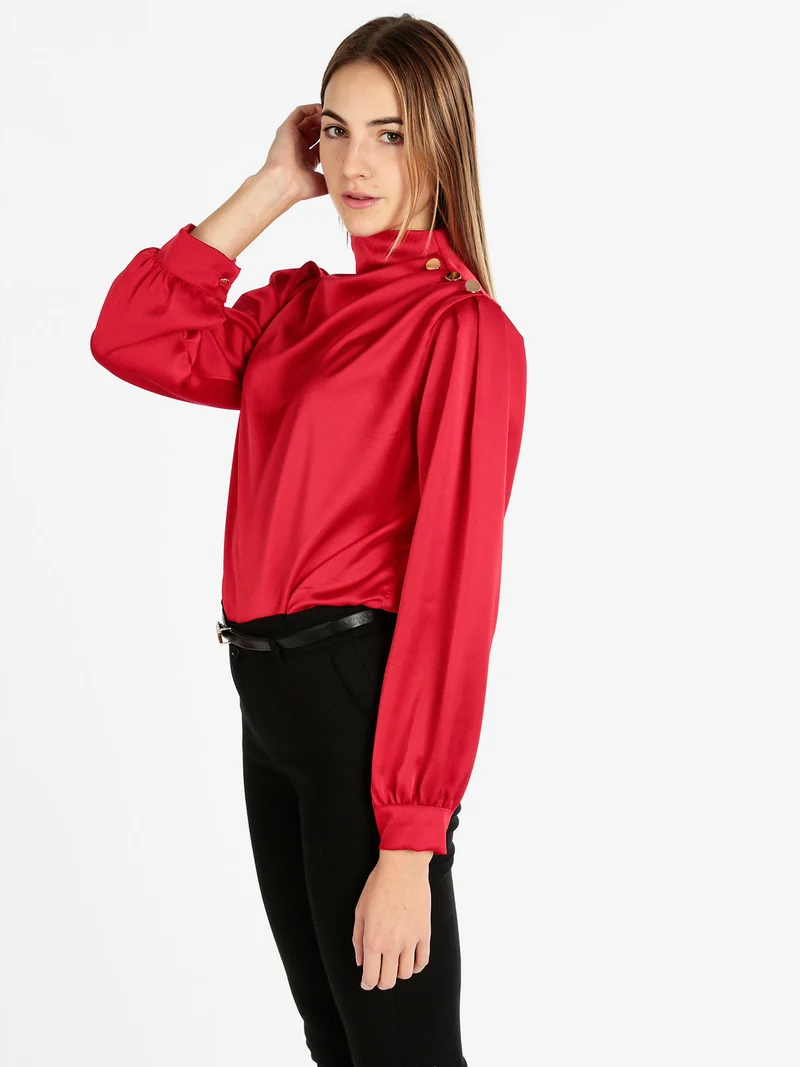 Blusa in simil seta da donna - rosso