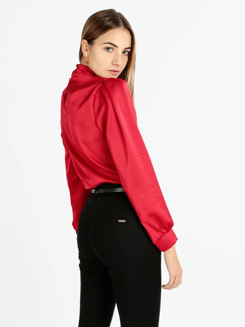 Blusa in simil seta da donna - rosso