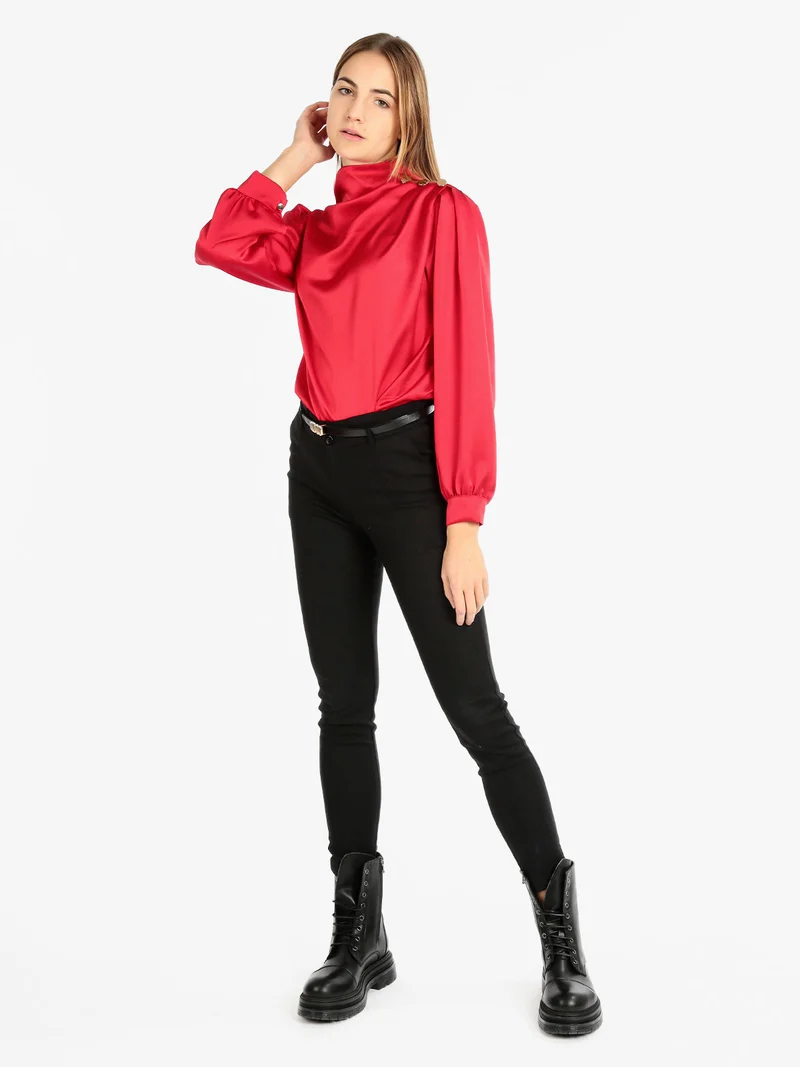 Blusa in simil seta da donna - rosso
