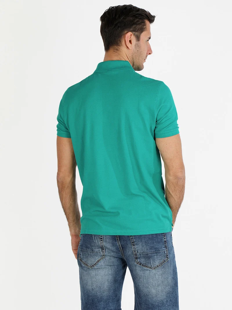 Polo da uomo in cotone a maniche corte - verde