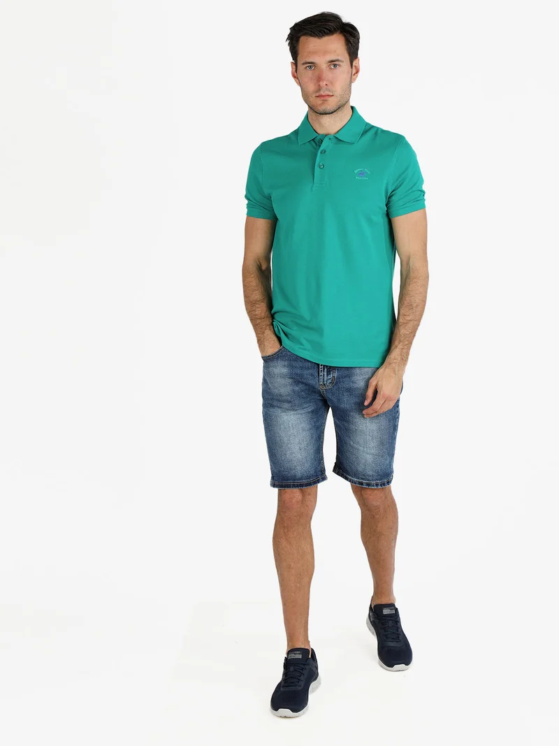 Polo da uomo in cotone a maniche corte - verde