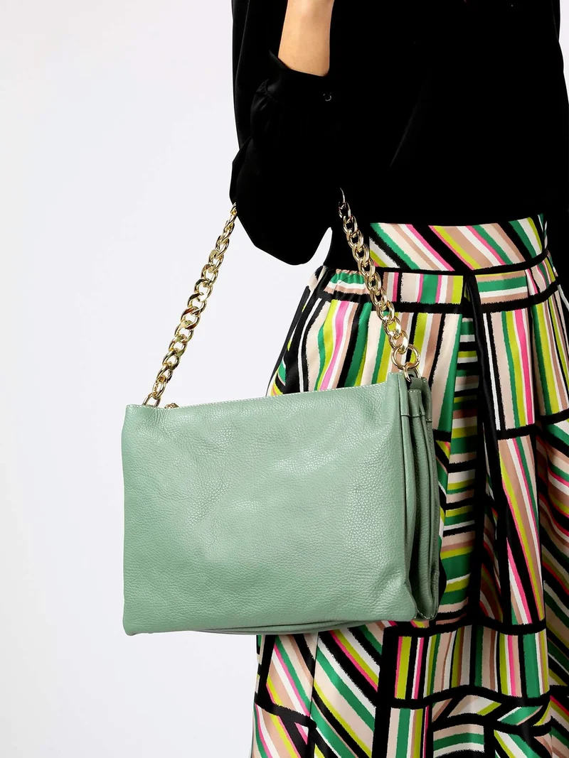 Borsa donna in vera pelle - acqua marina