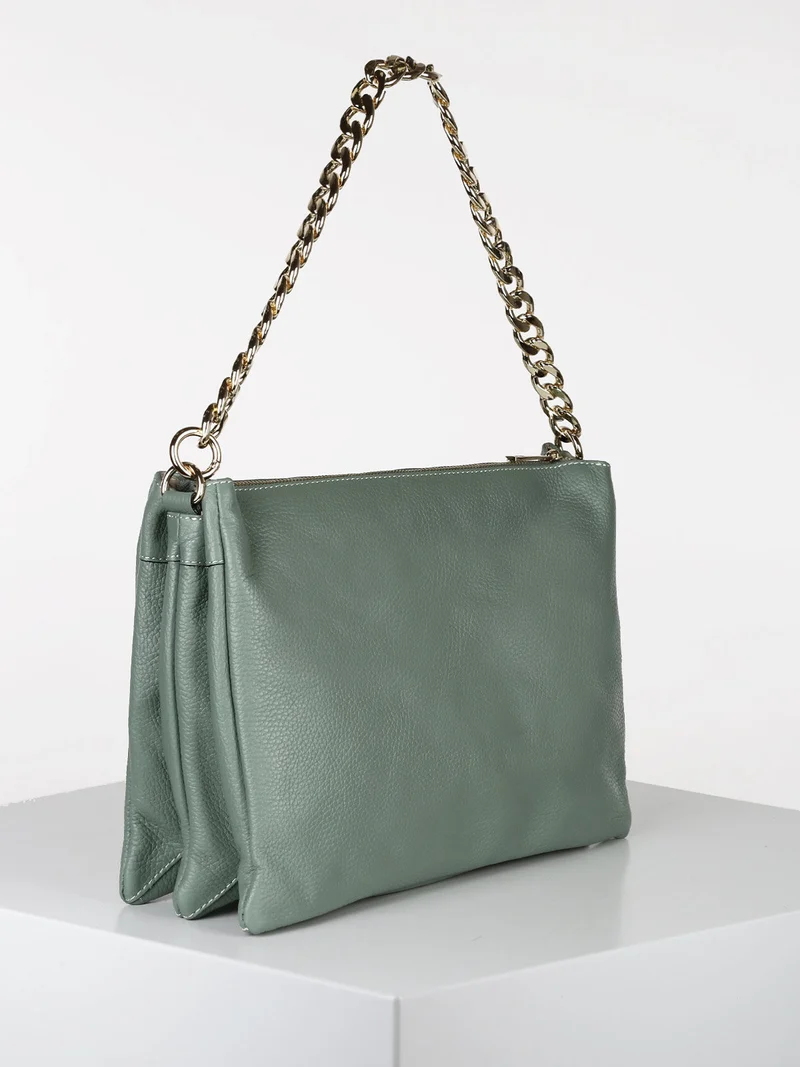 Borsa donna in vera pelle - acqua marina