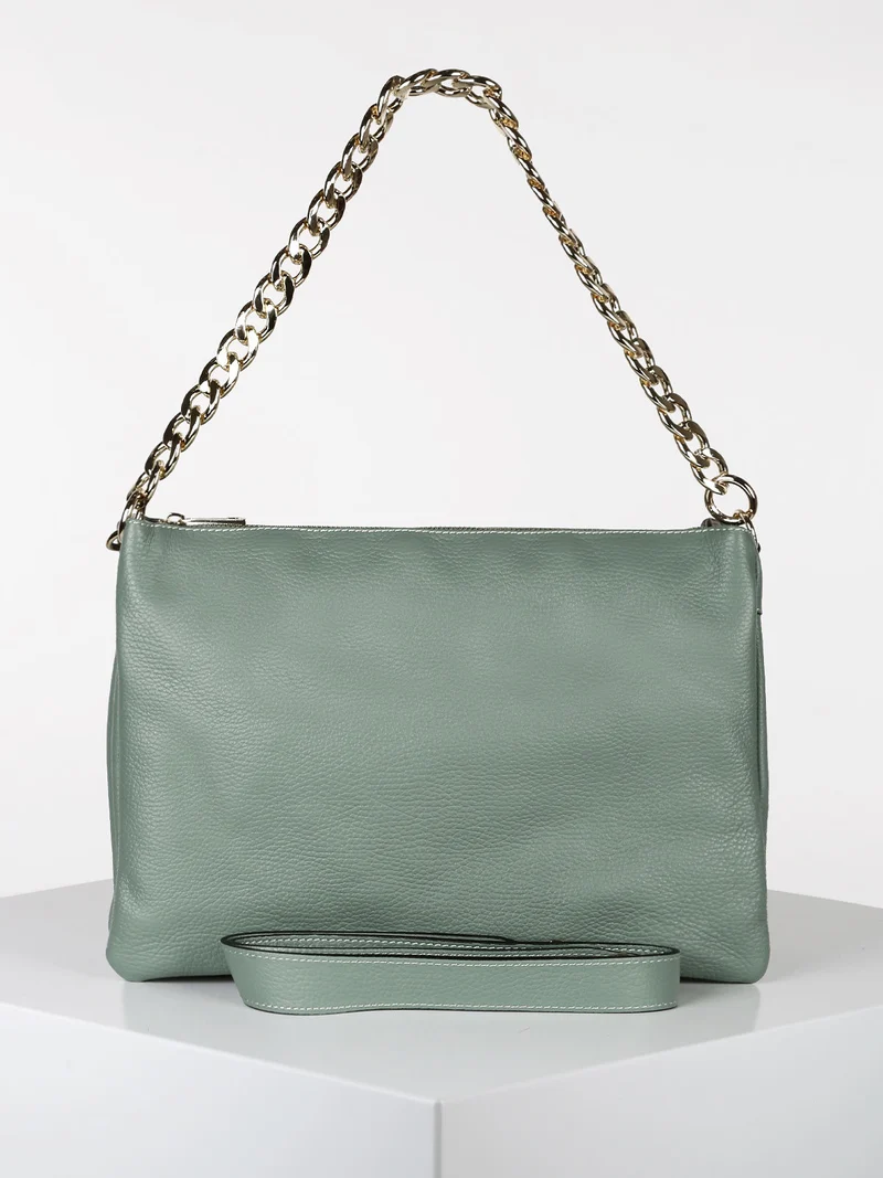 Borsa donna in vera pelle - acqua marina