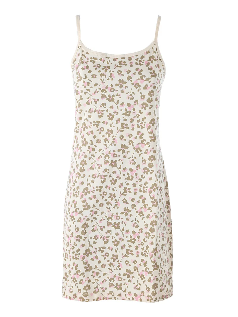 Camicia da notte da donna in cotone con spalline sottili - beige