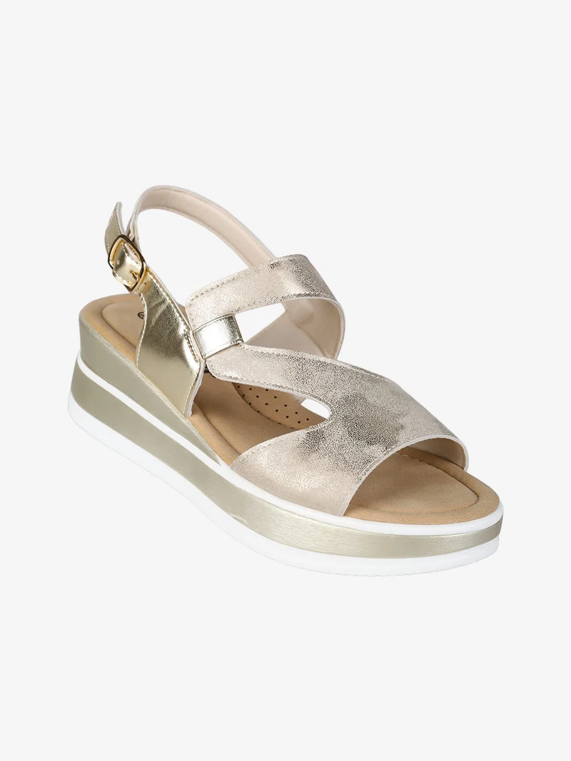 Sandali donna con zeppa - oro