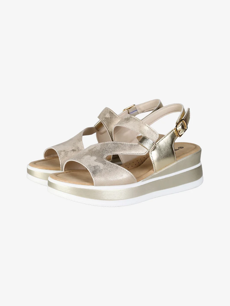 Sandali donna con zeppa - oro