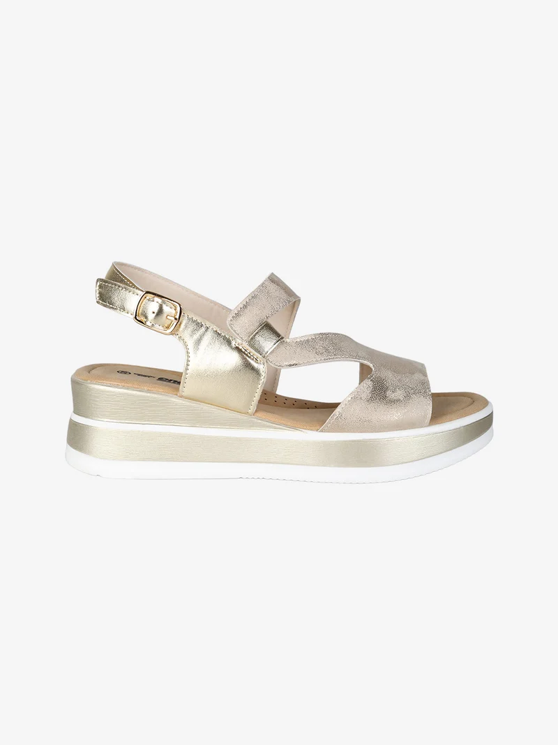 Sandali donna con zeppa - oro