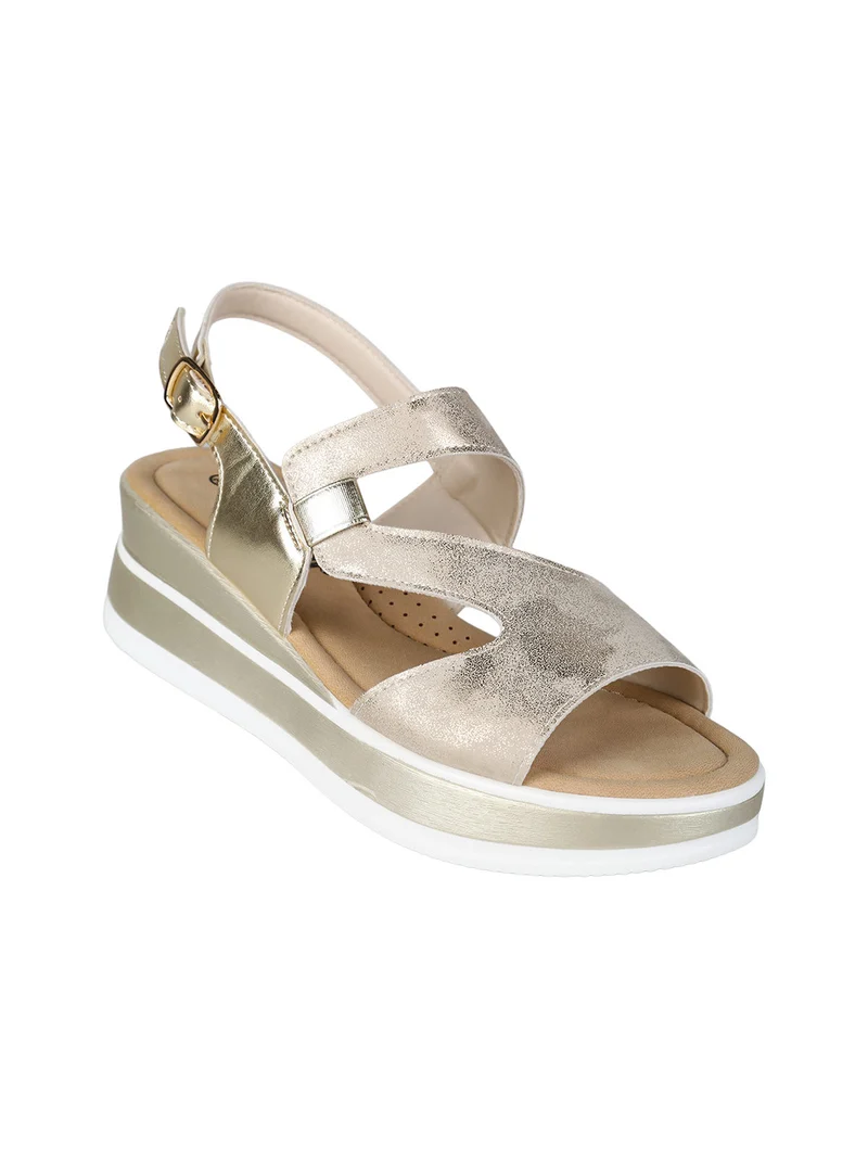 Sandali donna con zeppa - oro