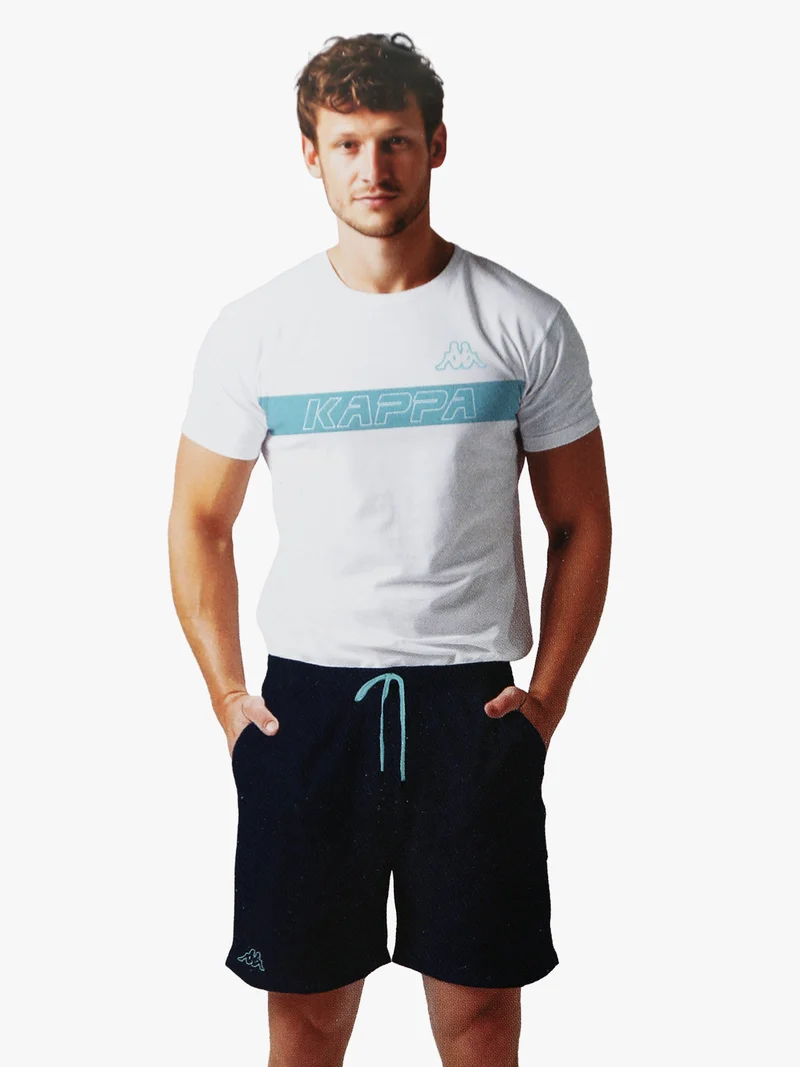 Completo corto da uomo in cotone con logo - bianco