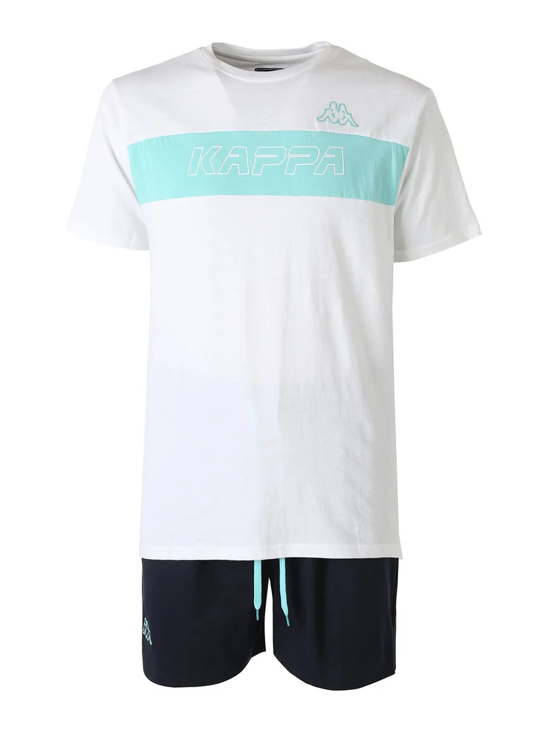 Completo corto da uomo in cotone con logo - bianco