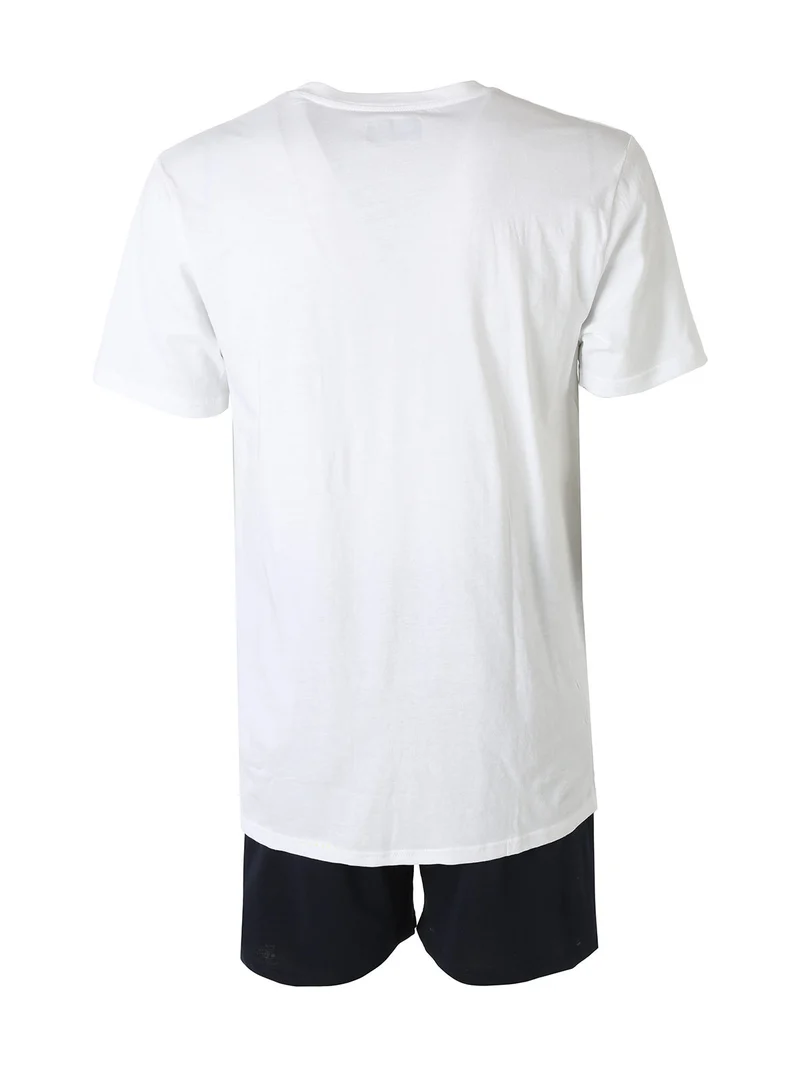 Completo corto da uomo in cotone con logo - bianco