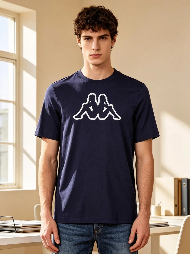 T-shirt da uomo in cotone con logo - blu scuro