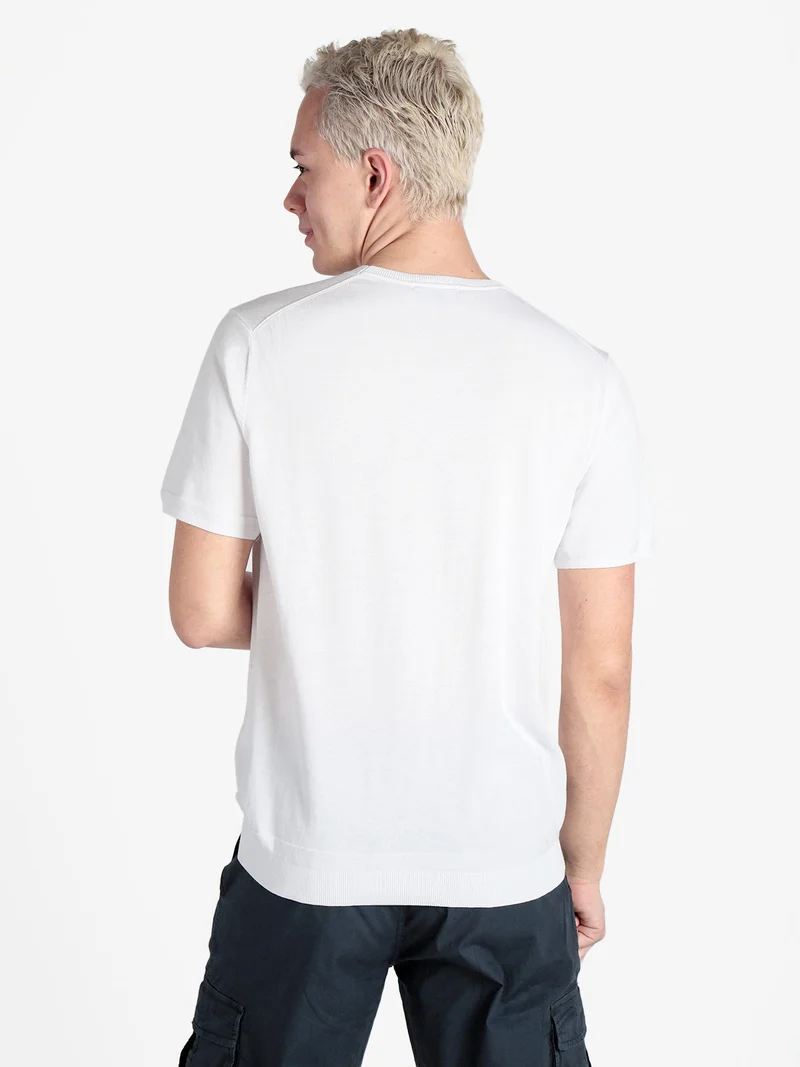 T-shirt girocollo da uomo in maglia - bianco