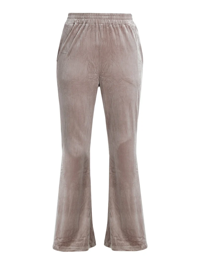 Pantaloni a zampa da donna in velluto - taupe