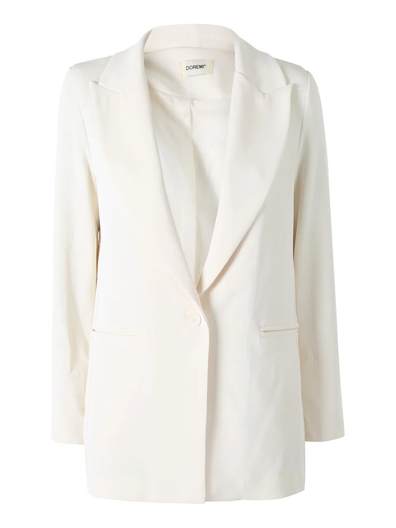 Completo elegante da donna con giacca e pantaloni - panna