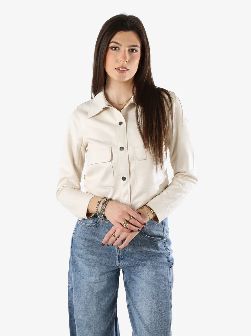 Giacca donna leggera con bottoni - beige
