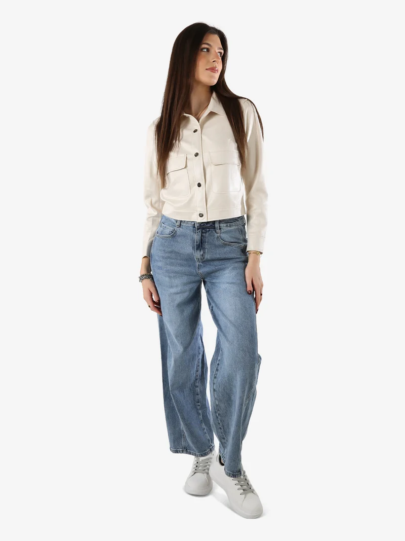 Giacca donna leggera con bottoni - beige