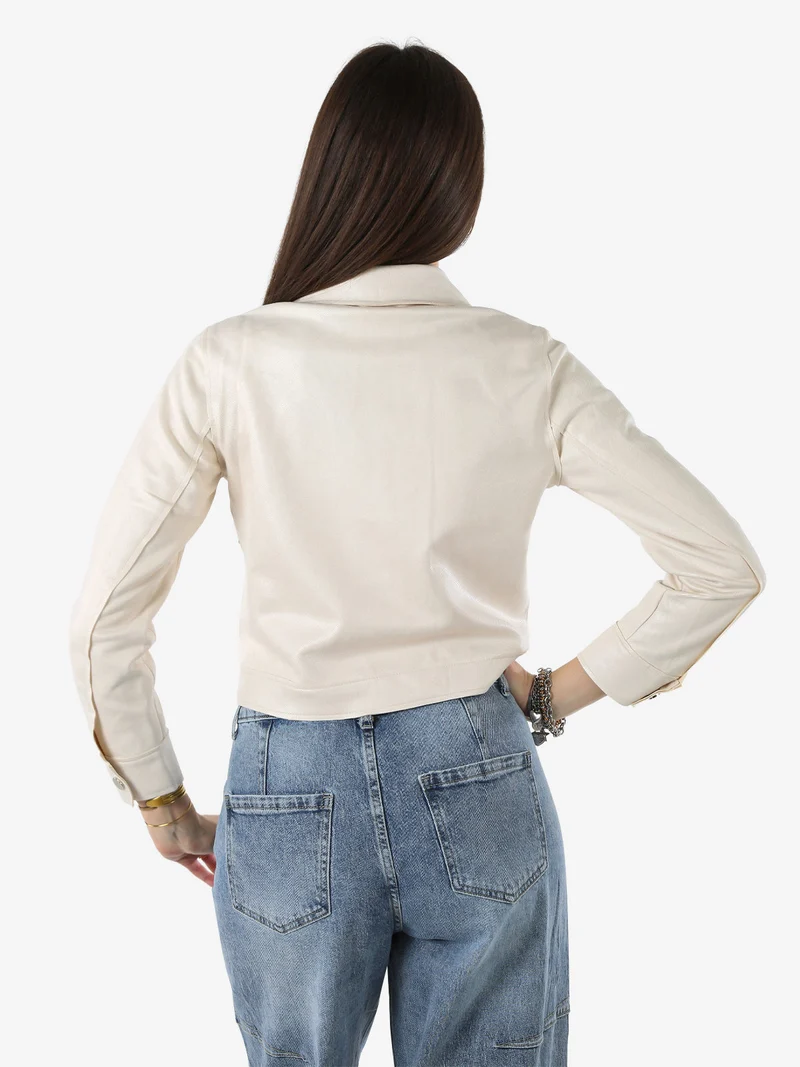 Giacca donna leggera con bottoni - beige
