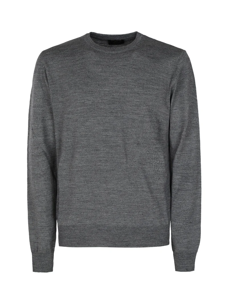 Pullover da uomo misto lana girocollo - grigio