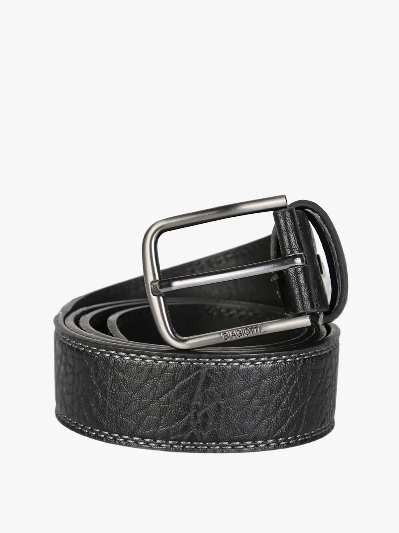 Cintura da uomo con fodera in pelle - nero