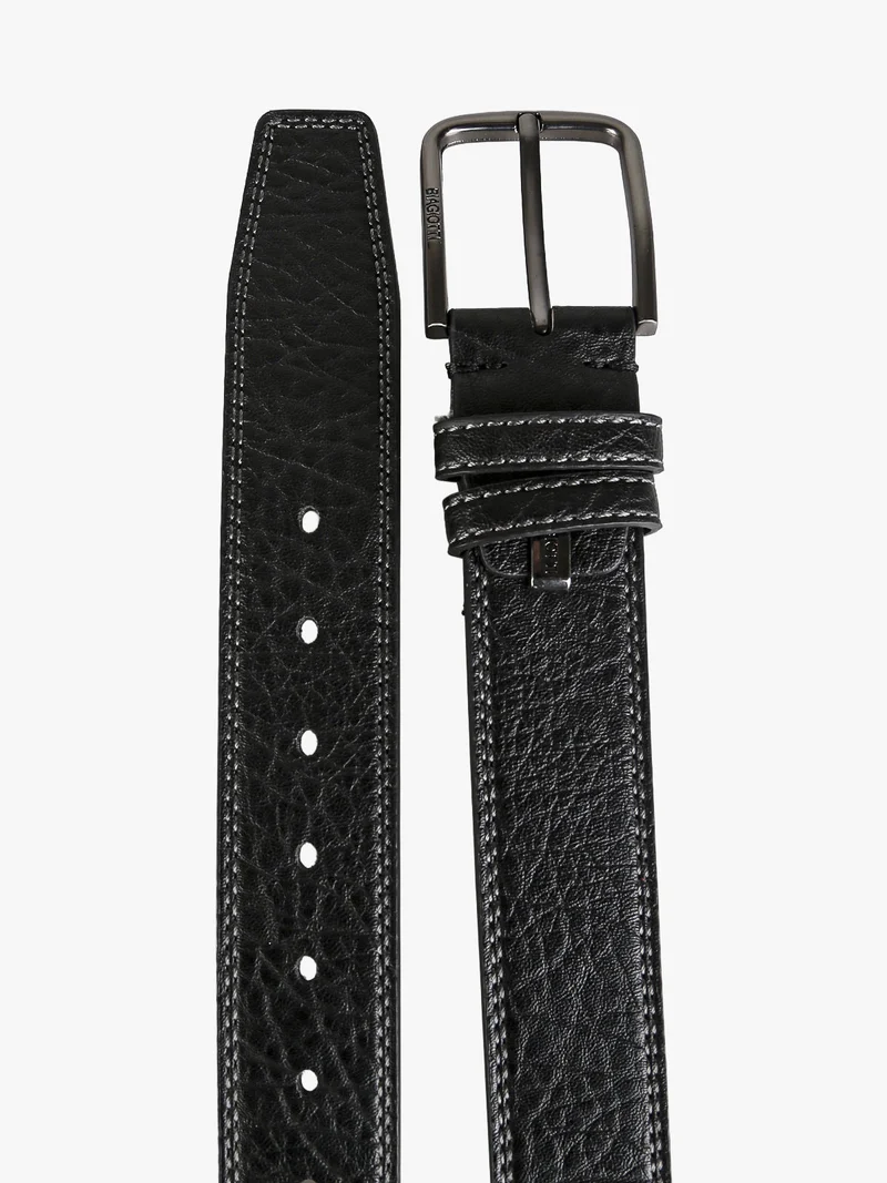 Cintura da uomo con fodera in pelle - nero