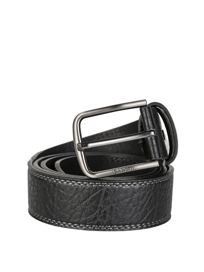 Cintura da uomo con fodera in pelle - nero