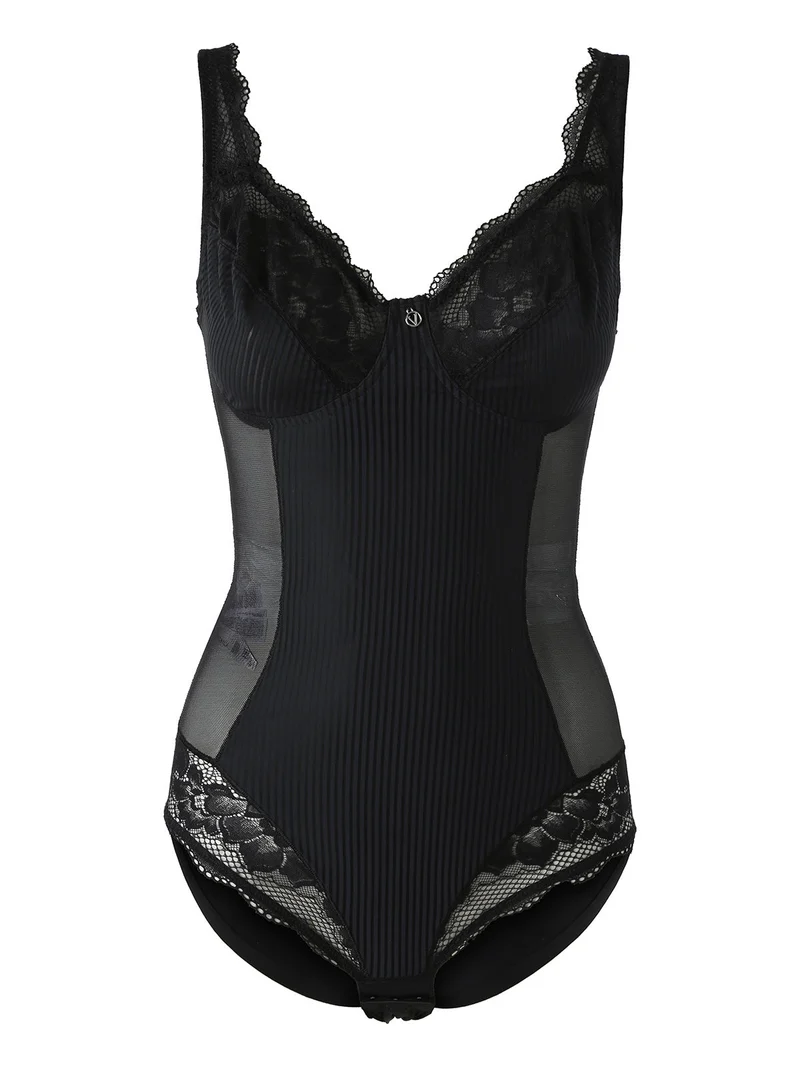 AR40 Body donna con pizzo senza ferretto coppa D - nero