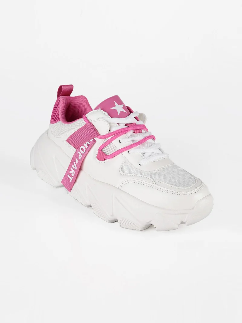 Sneakers chunky con inserti a contrasto - fucsia
