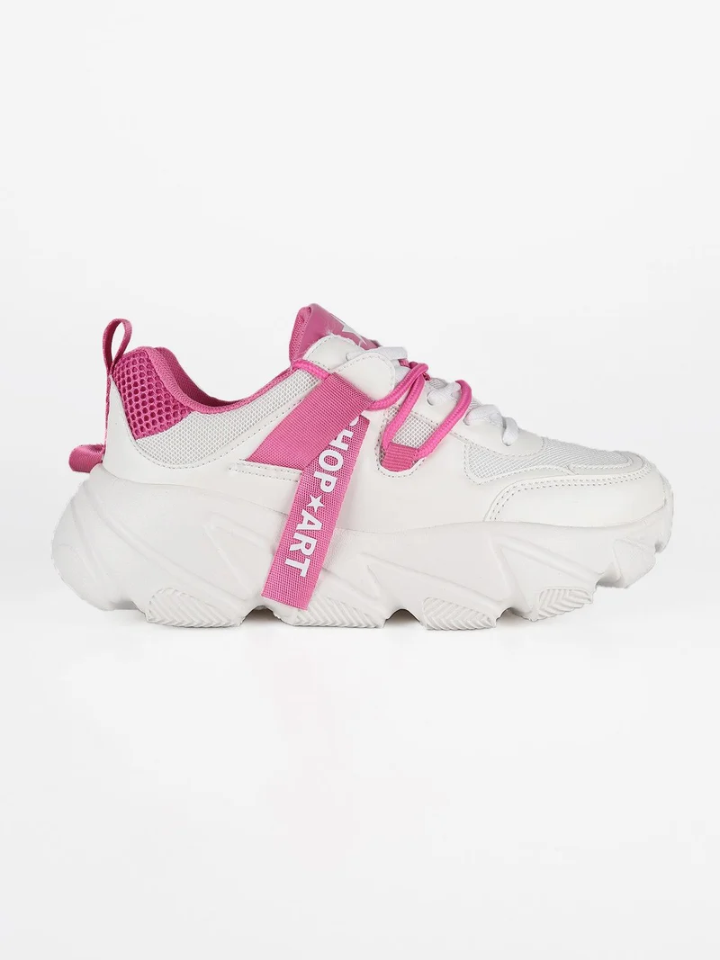 Sneakers chunky con inserti a contrasto - fucsia
