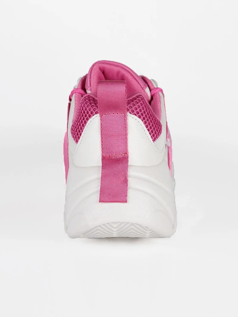 Sneakers chunky con inserti a contrasto - fucsia