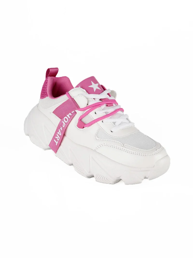 Sneakers chunky con inserti a contrasto - fucsia